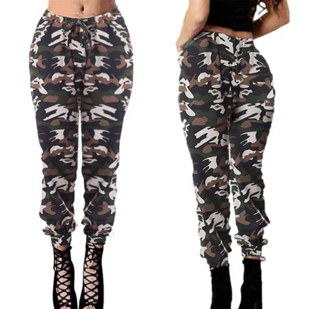 Zanzea Camouflage Casual Drawstring Elastic Waist Statement Jogger Pants